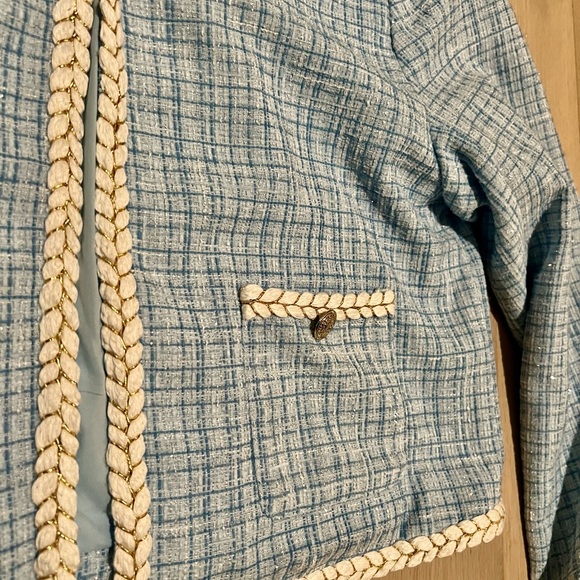 Sugarlips Blue and Cream Plaid Blazer - Picture 5 of 8